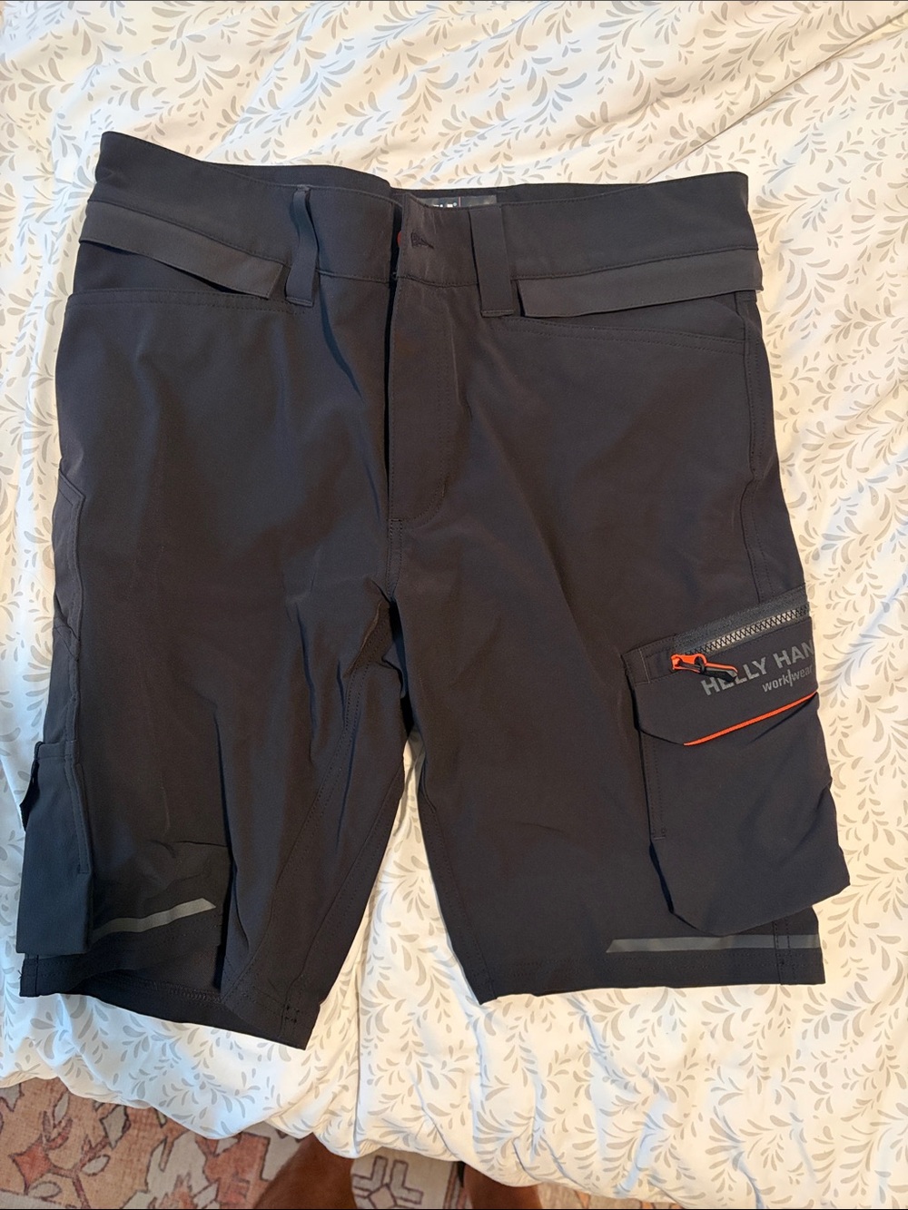 Helly Hansen Black Cargo Shorts with Orange Accent